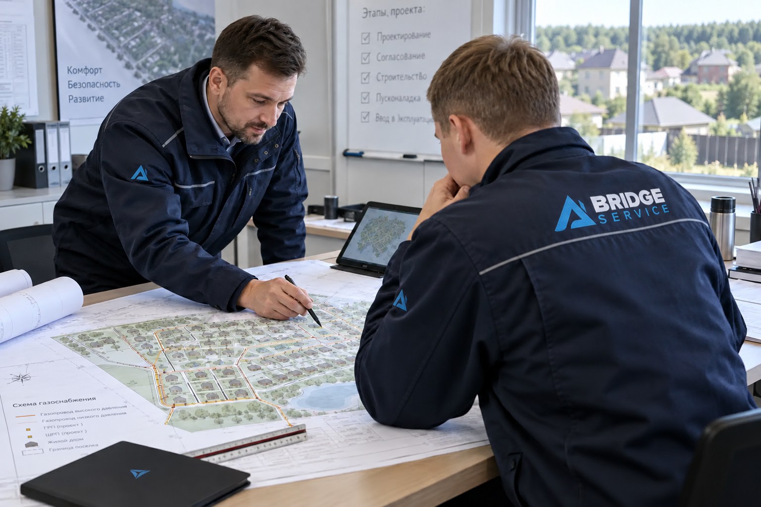 Инженеры Bridge Service проектируют газовую сеть коттеджного посёлка